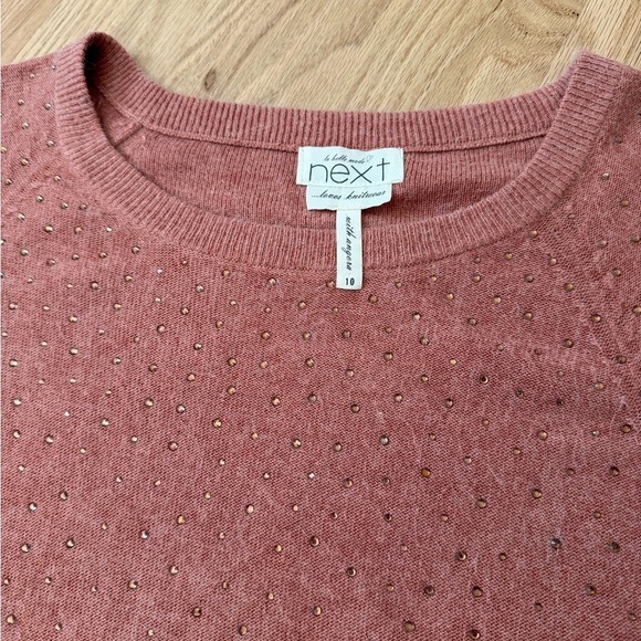 Angora Longline Crewneck Fuzzy Sweater with Rhinestones Size US 10 - Picture 12 of 14